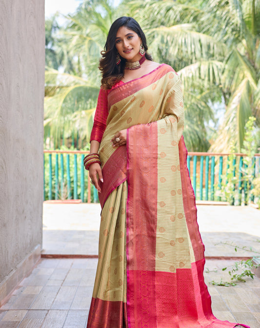 The Kanchi Silk - Light green and pink