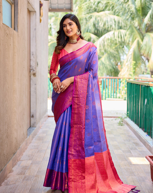 The Kanchi Silk - Purple and pink