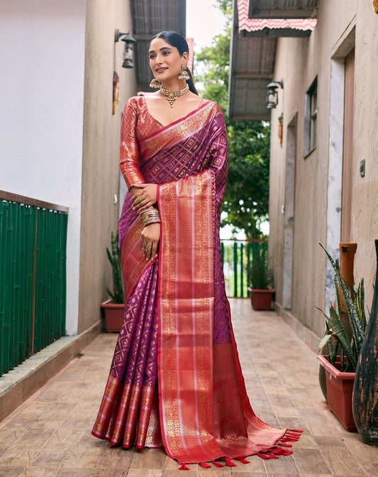 Banarasi Handloom -  Plum Elegance