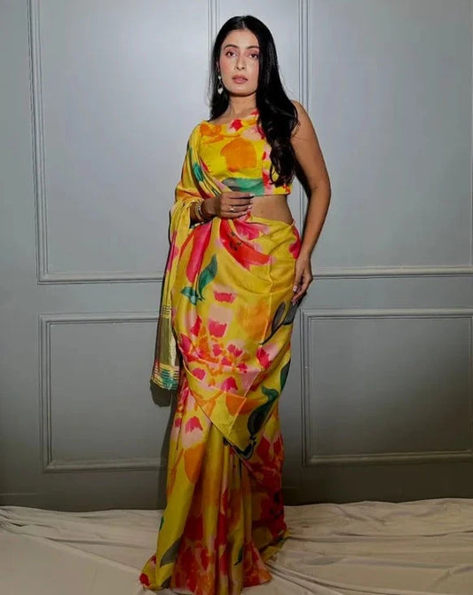 Yellow Floral Saree