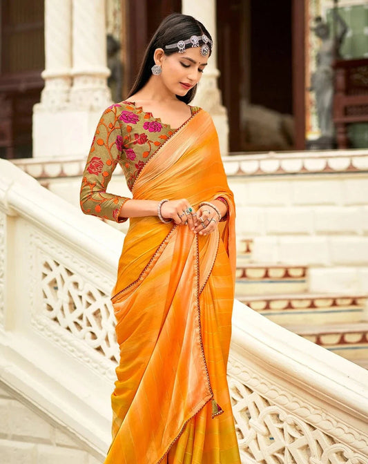 Carrot Orange Brasso Saree