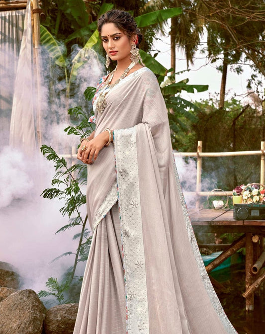 Pearl River Grey Chiffon Saree