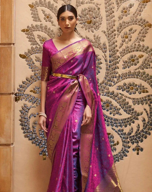 Winterberry Purple Banarasi Saree